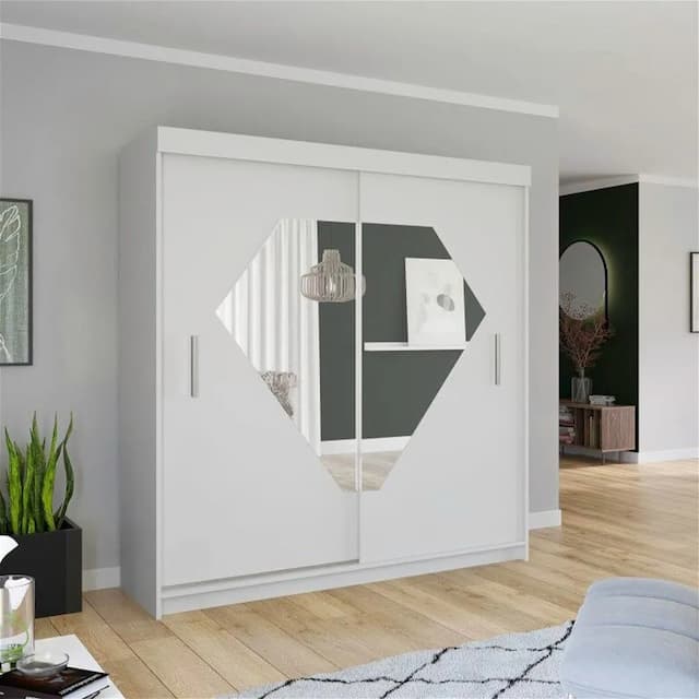 Diamond II Sliding Wardrobe White