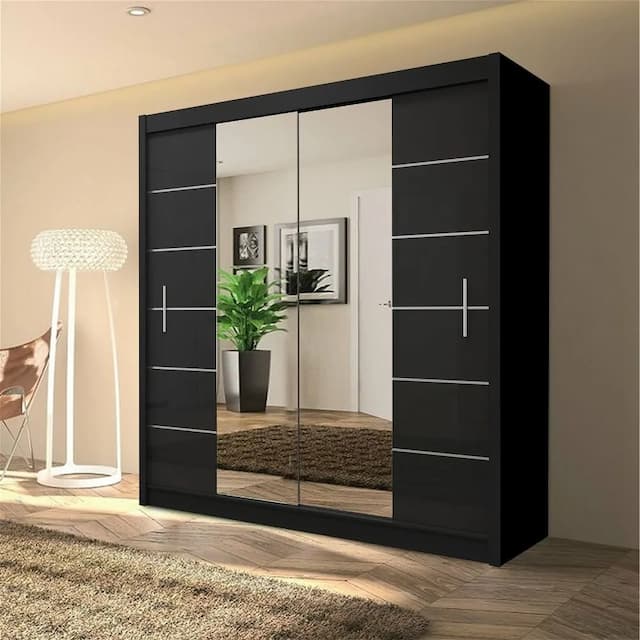 Lisbon II Sliding Wardrobe Black