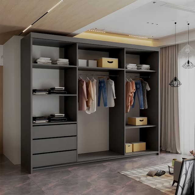 Royal II Sliding Wardrobe 250cm Grey