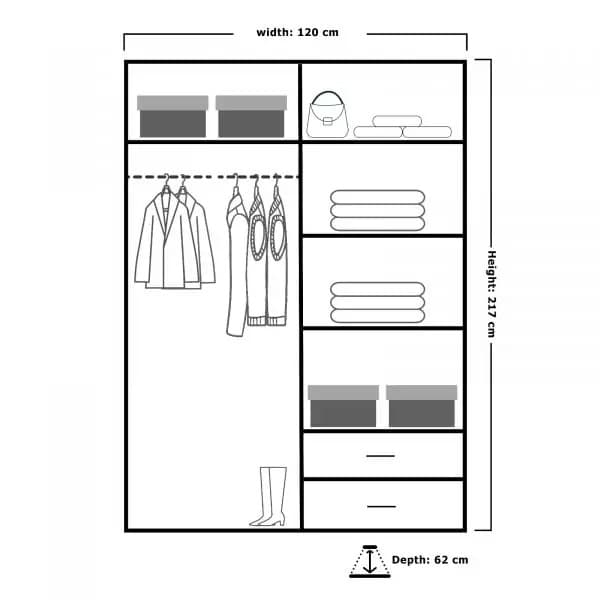 Vikas II High Gloss Wardrobe 250cm Black